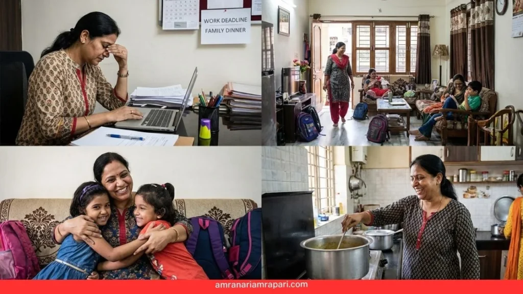 Indian Woman Taking Care of Her Family
