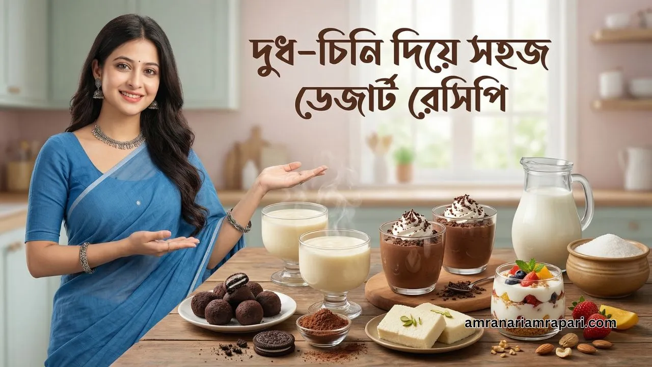 দুধ-চিনি দিয়ে সহজ ডেজার্ট রেসিপি | ১০ মিনিটে তৈরি মিষ্টি খাবার